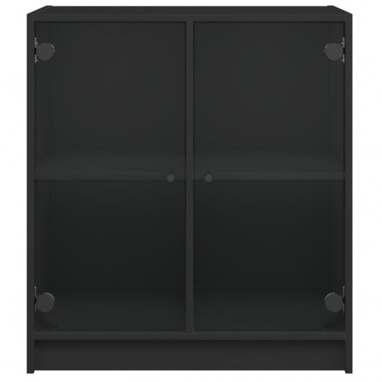 Šoninė spintelė su stiklinėmis durelėmis, juoda, 68x37x75,5cm