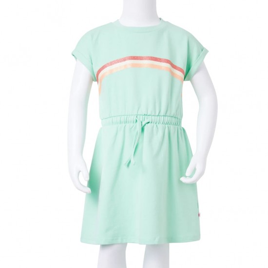Vaikiška suknelė su sutraukiama juostele, ryškiai žalia, 116 dydžio