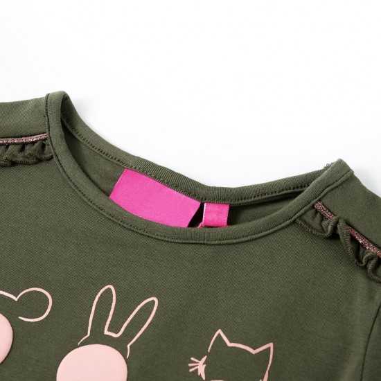 Vaikiški marškinėliai ilgomis rankovėmis, chaki spalvos, 140 dydžio