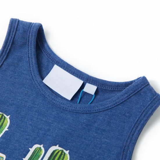 Vaikiški marškinėliai be rankovių, mėlynos spalvos mišinys, 104 dydžio