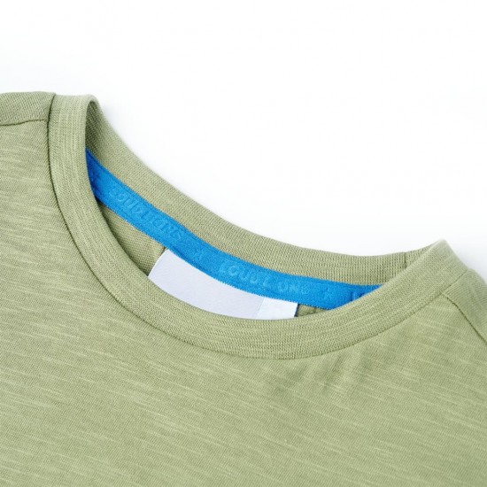 Vaikiški marškinėliai, šviesios chaki spalvos, 128 dydžio