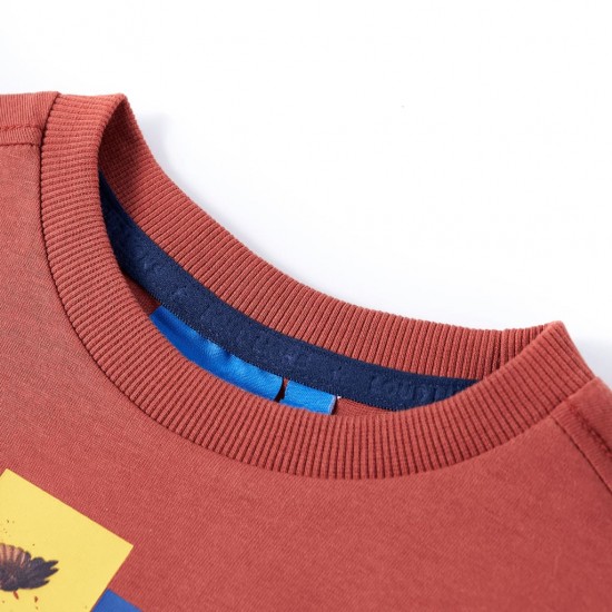Vaikiški marškinėliai ilgomis rankovėmis, hena spalvos, 104 dydžio