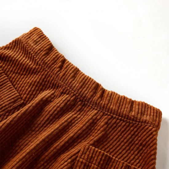 Vaikiškas sijonas su kišenėmis, smėlio spalvos, velvetas, 128 dydžio