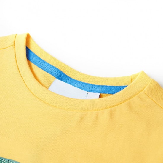 Vaikiški marškinėliai, šviesiai geltonai rudos spalvos, 116 dydžio