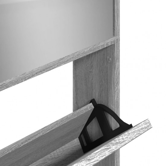 Batų spintelė su veidrodžiu, 4 aukštų, pilka, 63x17x134cm