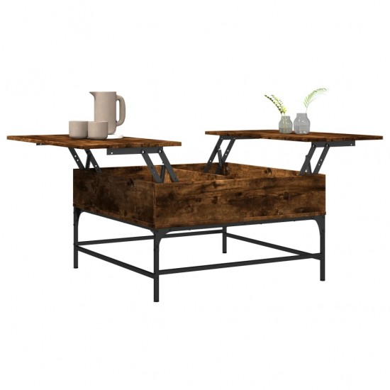 Kavos staliukas, dūminis, 80x80x45cm, apdirbta mediena/metalas