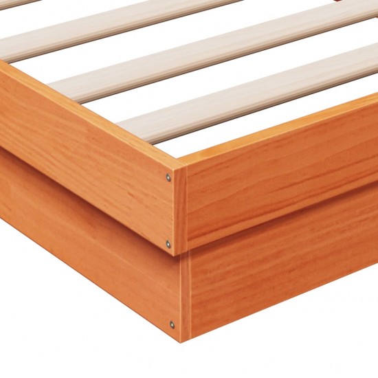 LED lovos rėmas, vaško rudas, 90x200cm, pušies medienos masyvas