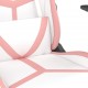 Masažinė žaidimų kėdė, baltos ir rožinės spalvos, dirbtinė oda