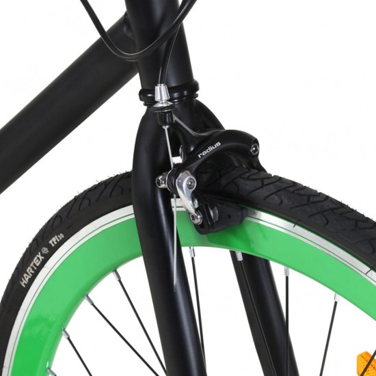 Fiksuotos pavaros dviratis, juodas ir žalias, 700c, 59cm
