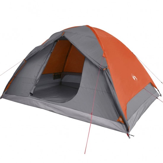 Šešiavietė stovyklavimo palapinė, pilka/oranžinė, 348x340x190cm
