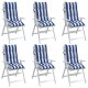 Kėdės pagalvėlės, 6vnt., mėlynos/baltos, audinys, dryžuotos