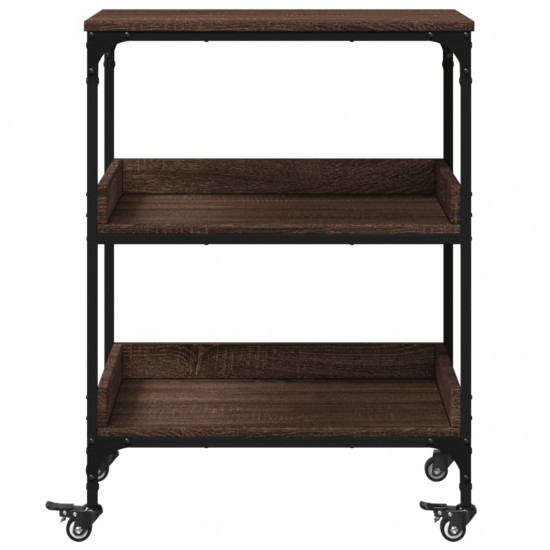 Virtuvės vežimėlis, rudas ąžuolo, 60x41x80,5cm, mediena