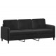 Trivietė sofa su pakoja, juodos spalvos, 180cm, aksomas