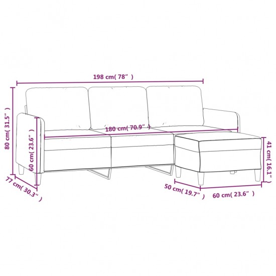 Trivietė sofa su pakoja, juodos spalvos, 180cm, aksomas