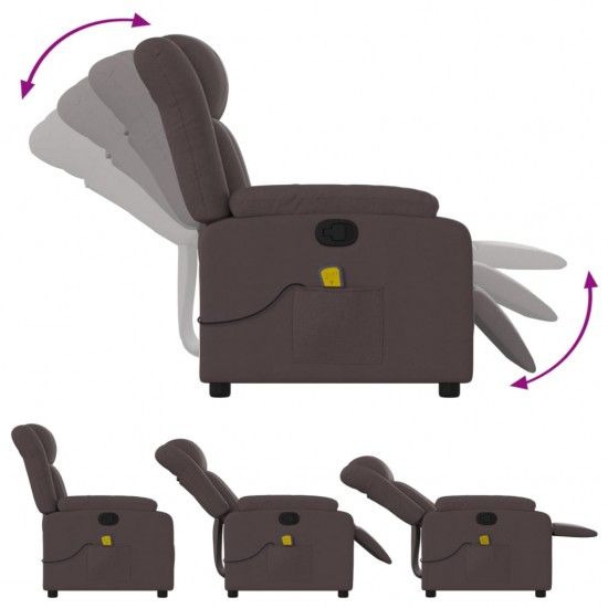 Atlošiamas masažinis krėslas, tamsiai rudos spalvos, audinys