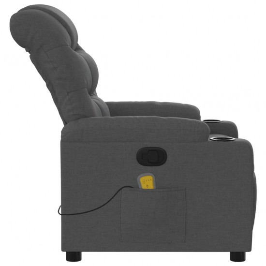 Atlošiamas masažinis krėslas, tamsiai pilkos spalvos, audinys