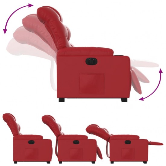 Atsistojantis elektrinis krėslas, raudonas, dirbtinė oda