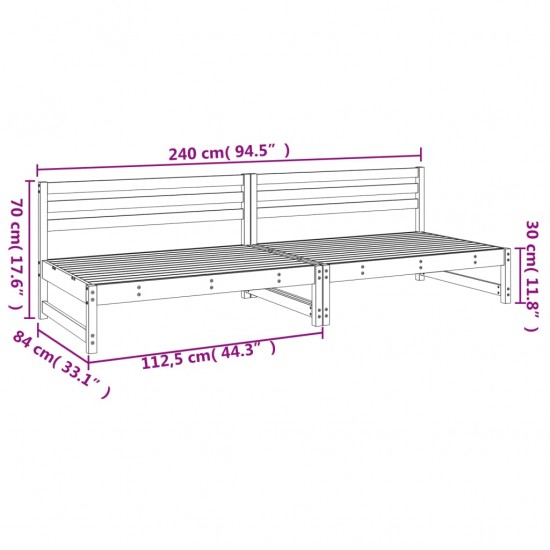 Vidurinės sodo sofos dalys, 2vnt., 120x80cm, impregnuota pušis