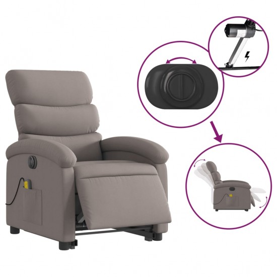 Atsistojantis elektrinis masažinis krėslas, taupe, audinys