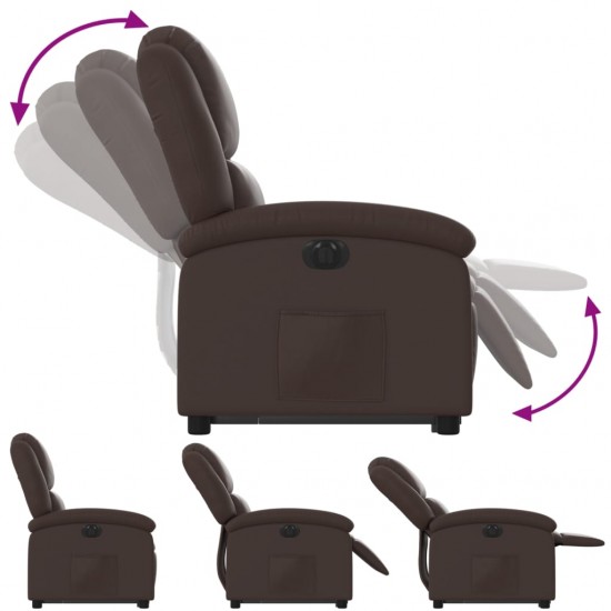 Atsistojantis elektrinis krėslas, rudas, dirbtinė oda