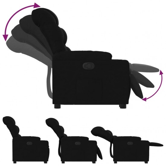 Atsistojantis atlošiamas krėslas, juodos spalvos, audinys