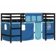 Aukšta vaikiška lova su užuolaidomis, mėlyna, 80x200cm, pušis