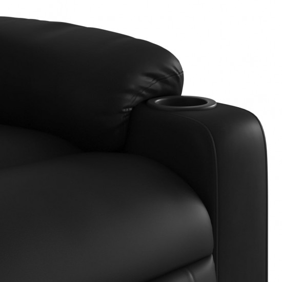 Atsistojantis masažinis krėslas, juodas, dirbtinė oda