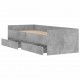 Lovos rėmas su stalčiais, betono pilkos spalvos, 90x200cm