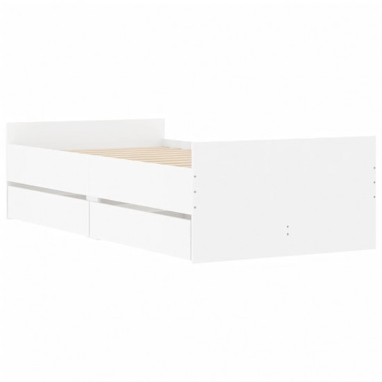 Lovos rėmas su stalčiais, baltos spalvos, 90x200cm