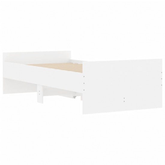 Lovos rėmas su stalčiais, baltos spalvos, 90x190cm