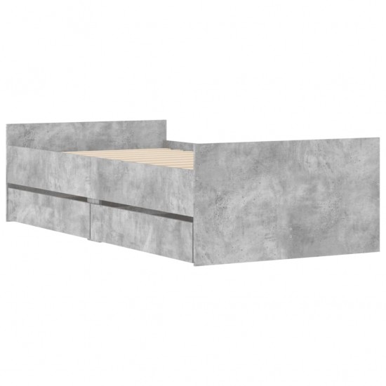 Lovos rėmas su stalčiais, betono pilkos spalvos, 100x200cm