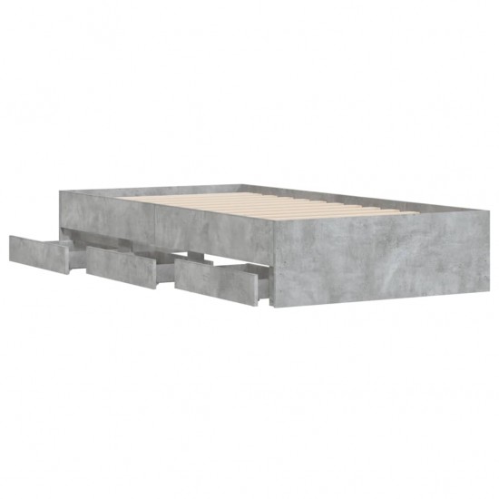 Lovos rėmas su stalčiais, betono, 90x200cm, apdirbta mediena