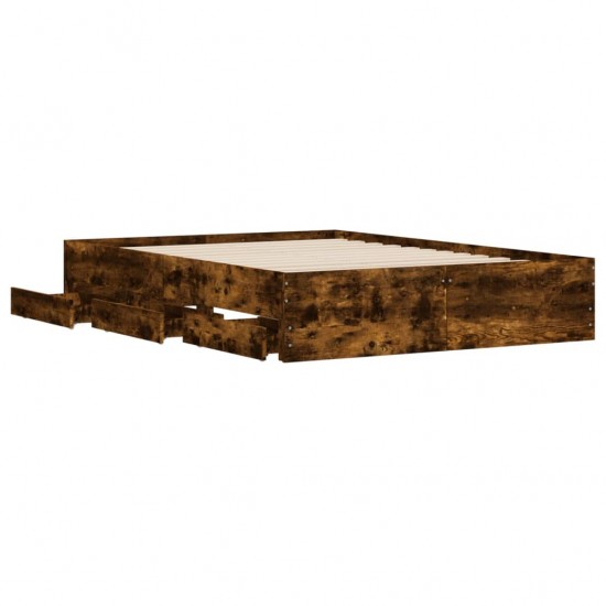 Lovos rėmas su stalčiais, dūminio ąžuolo, 135x190cm, mediena