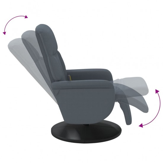 Atlošiama masažinė kėdė su pakoja, tamsiai pilka, aksomas