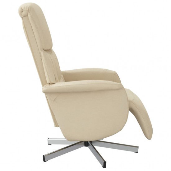 Atlošiama kėdė su pakoja, kreminės spalvos, audinys