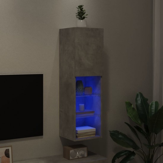 TV spintelė su LED lemputėmis, betono pilka, 30,5x30x102cm