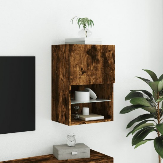 TV spintelė su LED lemputėmis, dūminio ąžuolo, 40,5x30x60cm