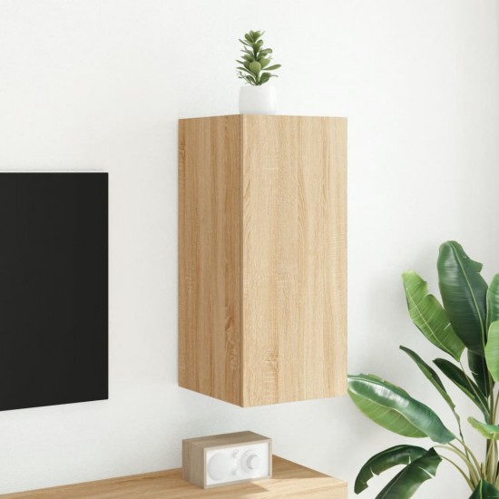 Sieninė TV spintelė su LED lemputėmis, ąžuolo, 30,5x35x70cm