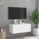 Sieninė TV spintelė su LED lemputėmis, balta, 80x35x31cm