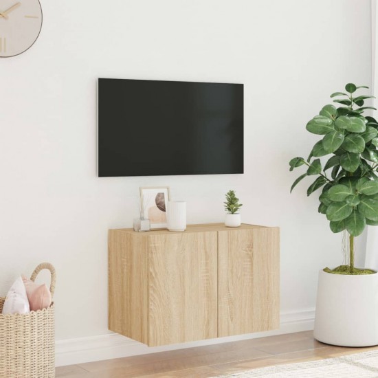 Sieninė TV spintelė su LED lemputėmis, ąžuolo, 60x35x41cm