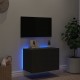 Sieninė TV spintelė su LED lemputėmis, juoda, 60x35x41cm