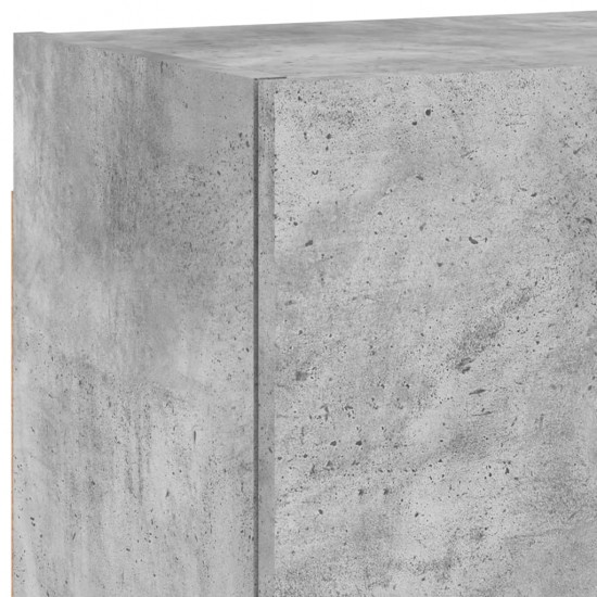 Sieninė TV sekcija, 4 dalių, betono pilka, apdirbta mediena