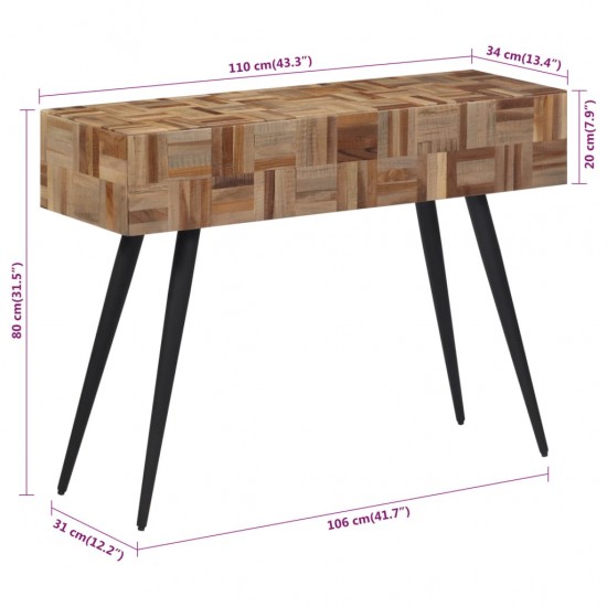 Konsolinis staliukas, 110x34x80cm, perdirbta tikmedžio mediena