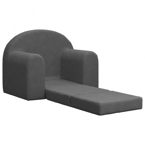 Vaikiška sofa-lova, antracito spalvos, minkštas pliušas