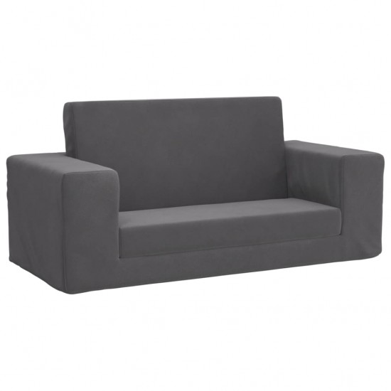 Vaikiška dvivietė sofa-lova, antracito, minkštas pliušas