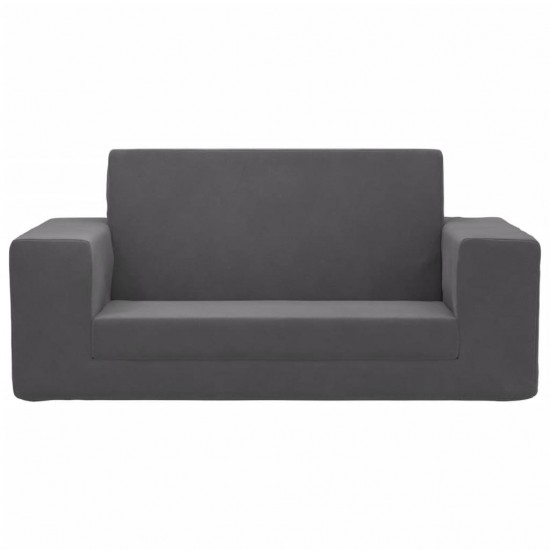 Vaikiška dvivietė sofa-lova, antracito, minkštas pliušas