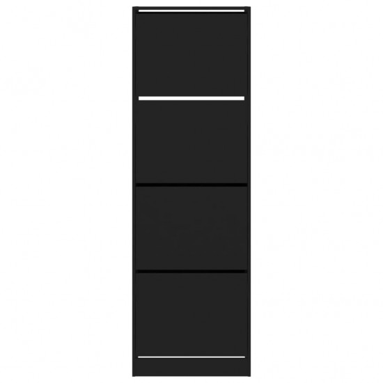Batų spintelė su 4 atverčiamais stalčiais, juoda, 60x34x187,5cm