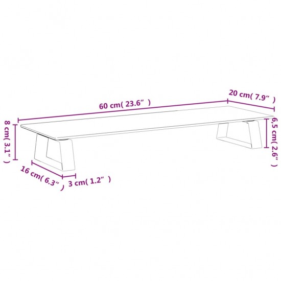 Monitoriaus stovas, juodas, 60x20x8cm, stiklas ir metalas