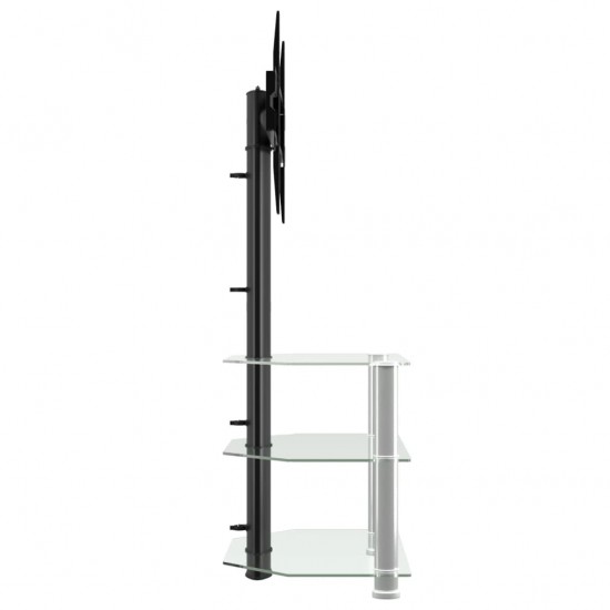 Kampinis TV staliukas, 3 aukštų, juodas ir sidabrinis