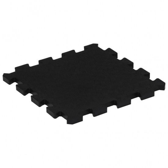 Guminės grindų plytelės, 16vnt., juodos, 30x30cm, 16mm